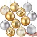 Syhood 6 Pcs 4 Inch Large Valentine Ball Ornament Christmas Tree Decoration Plastic Ornament Set Hanging Xmas Tree Ball for Xmas Holiday Wedding Party(Gold,Silver) One is Broken