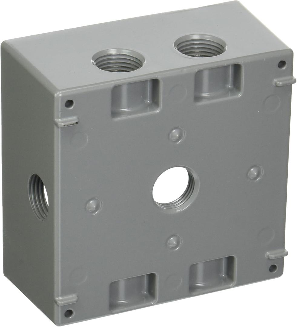 Hubbell-Raco 5338-0 Weatherproof Box, 2 Gang, 31 Cu L X 4-1/2 in W X 2 in D, Gray