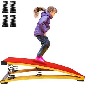 4 Springs Gymnastics Springboard for Kids, 31.5"X19.7" Vaulting Training Spring Boards Gymnastics, Portable Curved Spring Board Gymnastics Vault with Anti-Slip Mat for Outdoor Training Exercise