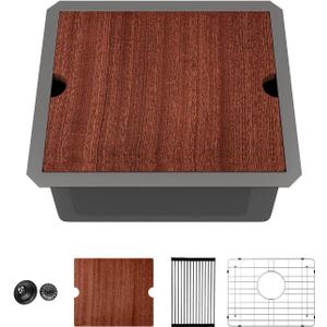 Sarlai 17 Black Undermount Bar Sink 17 x 15 Inch Workstation Bar Prep Sink, 17"x15"x9"