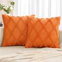 MIULEE Decorative Throw Pillow Covers Burnt Orange 20x20 Inch Set of 2, Soft Plush Faux Wool Couch Cushion Covers Farmhouse Throw Pillows for Couch Bed Sofa Living Room