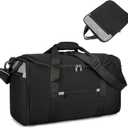 18 inch Small Gym Bag for Men - Foldable Duffel Bags for Airplanes Carry On Duffle Bag for Travel, Black