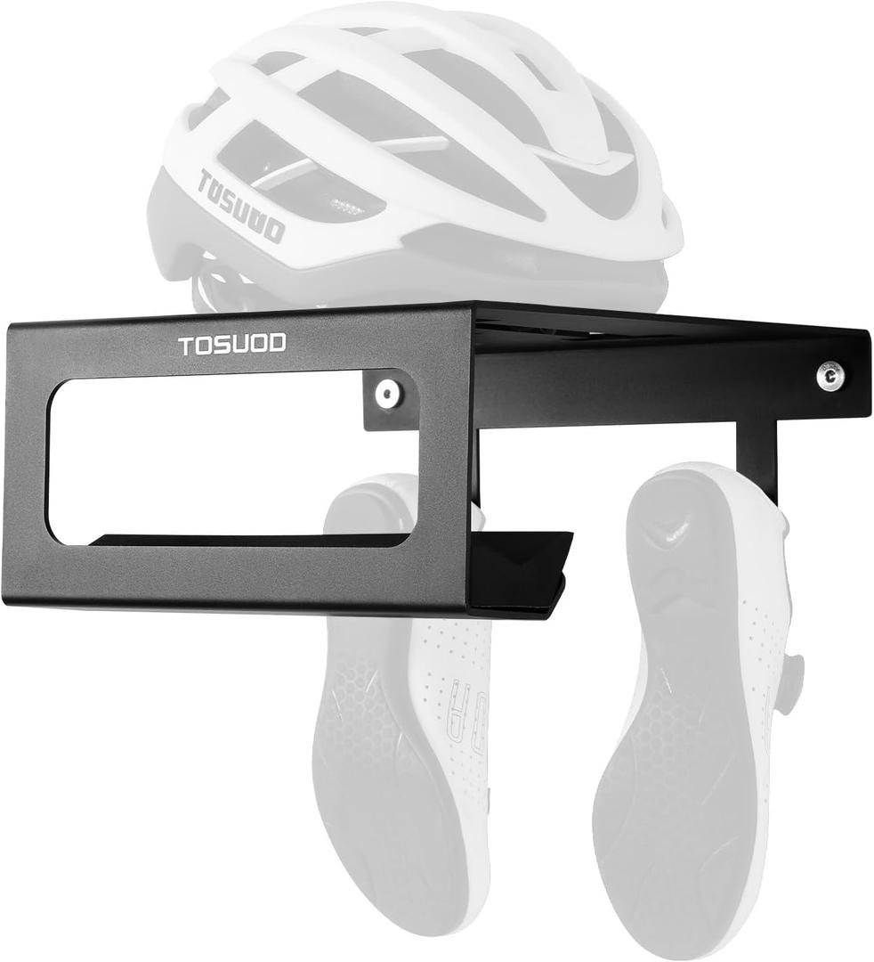 Heavy Duty Bike Wall Mount Rack - 15kg (33lbs) Capacity for Garage & Indoor | with Shelf & Hooks for Helmet, Shoes, Pump | Fits Mountain & Road Bicycles