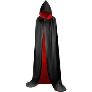 Black Red Cape for Adult Kids, Unisex Cloak Robe Hooded Halloween Costume Satin Witches Vampire Cloak Fancy Dress Up Children  Medium