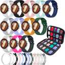 12 Pack Sport Bands Galaxy Watch Bands and 12 Pack Galaxy Watch Cases Compatible with Samsung Galaxy Watch 7 40mm 44m Case Protector, Silicone Sport Watch Bands&Storage Organizer for Women Men