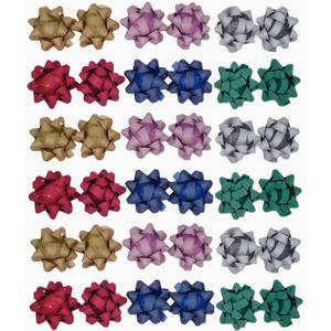 36pcs Gift Wrap Bow 3.5" Sparkle Star Bow Self Adhesive Gift Bows for Wedding, Basket Packaging, Party Decorations, Christmas, Birthdays, Holidays etc (B-Xmas, 3.5inches)