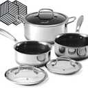 Hybrid Nonstick Pot Set,pot,1.5+2 QT sauce pan,5 QT Stock Pot with Lid, 6 pieces