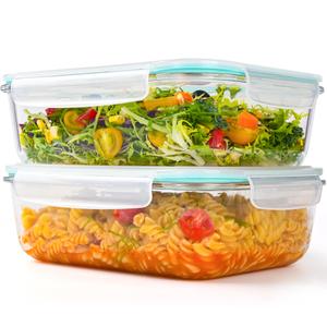 LOVYANXUE 2Pack 9.8 Cups/ 78 Oz Large Glass Food Storage Containers with Lids, Glass Meal Prep Containers with Airtight Lids - BPA Free, Leakproof, Ideal for Food Storing/ Serving, Microwave/ Oven Safe