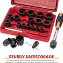 22PCS Bolt Extractor Set, 1/2" and 3/8" Drive Easy Out Stripped Locking Lug Nut Removal Tool, Ez Out Wheel Lock Remover Kit for Extracting Damaged, Broken, Rusted Nuts & Screws(Red)