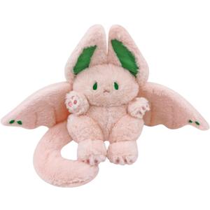 PEACH CAT Cute Bat Bunny Plush Pillow Kawaii Bat Rabbit Stuffed Animal for Kids Pink 12"