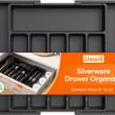 Lifewit Silverware Drawer Organizer, Expandable Utensil Tray for Kitchen, BPA Free Flatware and Cutlery Holder, Adjustable Plastic Storage for Spoons Forks Knives, 13-22 x 15", Black