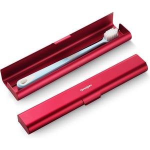 Aluminum Toothbrush Travel Case, Portable Travel Toothbrush Holder, Durable Manual Toothbrush Box Container for Traveling, Bathroom, Camping, Business Trip-Red (1 Pack (Standard)