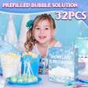 32 Pcs Snowflake Bubble Wand Bulk for Kids, 4 Color Mini Snowflake Party Favor, Valentine's, Goody Bag Stuffers, Classroom Exchange Prizes, Birthday Gift, Pinata, Winter Themed Toy for Girl Boy