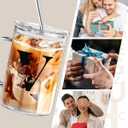 Initial Extra Large Glass Drinking Cup With Lid Straw Comfort Gifts For Woman Coffee Cup Regalos Para Mujer Teen Girl Trendy Stuffs Iced Glass Tumbler Must Haves For Women Apartment Essentials
