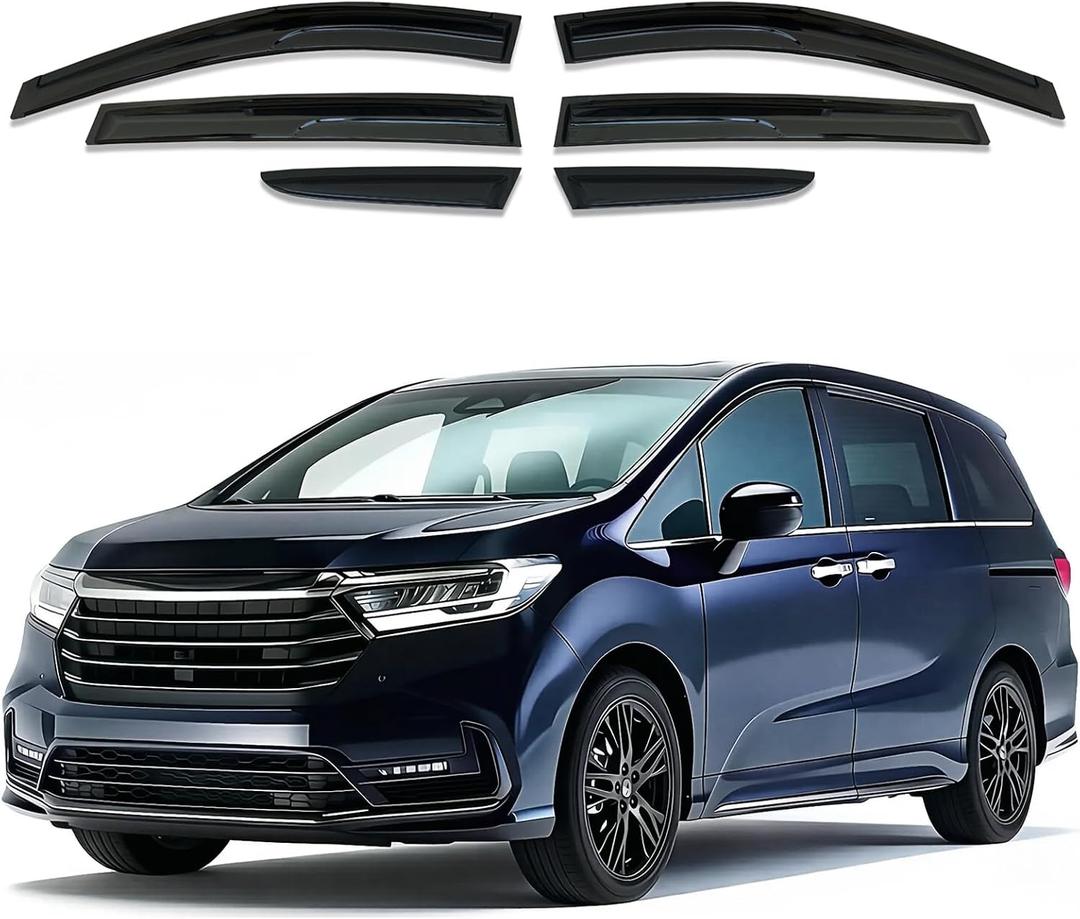 Rain Guards Window Visors 6 Piece Set for Honda Odyssey 2018 2019 2020 2021 2022 2023 2024 2025 2026 Window Deflectors, Out-Channel Vent Shades (for Odyssey 18-26 6-Piece Set)
