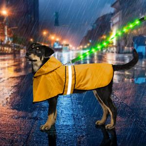 Weesiber Dog Raincoat, Adjustable Waterproof Dog Rain Jacket Poncho with Reflective Strip and Leash Hole, Lightweight Pet Rain Coat for Small to X-Large Dogs (M, Yellow)