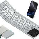 Nillkin Upgraded Foldable Bluetooth Keyboard with Touchpad & Number Pad, Portable Wireless Keyboard for Travel, Pocket-Sized, Full Size Keys, Support 3 Devices for iPad Laptop Tablets Phone, Gray
