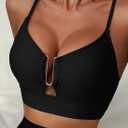 Herseas Push Up Bikini Tops for Women U-Wire Cutout Swimsuit Summer Beach Bathing Suit Tops Only (Black, M)
