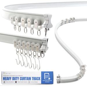 Aluminum Flexible Ceiling Curtain Track 3ft-9.8ft / 3m Bendable Wall/Ceiling Mount Rail, Smooth Glide System for Bay Windows, RVs, Room Dividers, Showers Easy Install & Custom Fit
