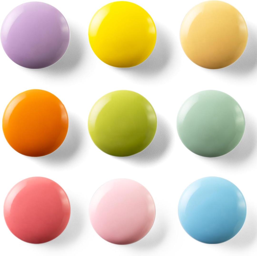16/9-Piece Cute Colorful Fridge Magnets  Glossy & Matte Finish Refrigerator Magnets for Whiteboard, Locker, Kitchen, Office  Strong Decorative Magnetic Stickers (9 Colors, Multi-Pack)
