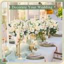 Wavwavw 6 Pcs Artificial Peony Silk Florals Fake Mix Silk Peony Rose Faux Flower Hydrangea Bouquet Elegant Realistic Wedding Floral Centerpiece for Home Party Table Arrangement (Champagne)