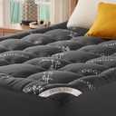 BEDLORE Queen Mattress Topper Viscose Derived from Bamboo, Thick Pillow Top Mattress Pad with Stretchable Pockets for 6-18 inches Mattress, Soft Mattress Topper for Back Pain Relief(Dark Gray)
