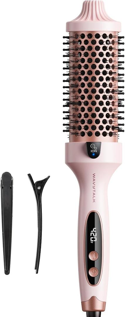 Wavytalk Thermal Brush Blowout Boost Grande, 1.77 Inch Heated Round Brush for Long Hair Blowout, Tourmaline Ceramic Negative Ion Technology Reduce Hair Damage, Dual Voltage Sakura Pink