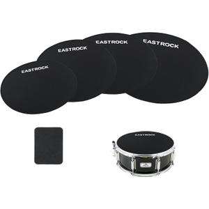 EASTROCK Drum Mute Pads Set 5 Pieces Foam Drum Silencer Pads, Fit 12, 13, 14, 16" Drum, with Snare Wire Pad (Drum Mute Pad 5-Pack) (Fit 12,13,14,16" drum-5 pack)