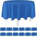 Blue 12 Pack Plastic Tablecloths 84" Disposable Round Table Cloth Plastic Table Cover for Party Disposable Tablecloths