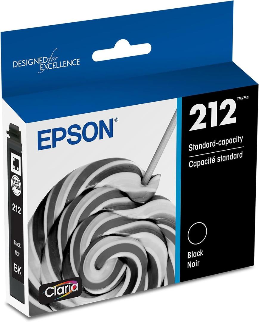 EPSON 212 Claria Ink Standard Capacity Black Cartridge (T212120-S) Works with WorkForce WF-2830, WF-2850, Expression XP-4100, XP-4105