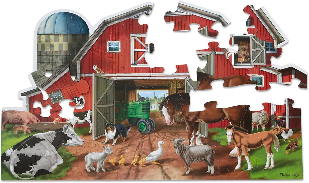 Melissa & Doug Busy Barn Shaped Jumbo Jigsaw Floor Puzzle (32 pcs, 2 x 3 feet) - FSC Certified