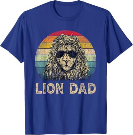 Vintage Lion Dad Lion Lovers Daddy Father's Day T-Shirt XL Royal Blue