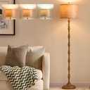 Leasgy 63.5'' Floor Lamps for Living Room, Farmhouse Floor Lamp for Bedroom with 3 Color Temperatures, Vintage Standing Lamps for Living Room, Living Room Light, Chain Switch, Bulb Included, Brown