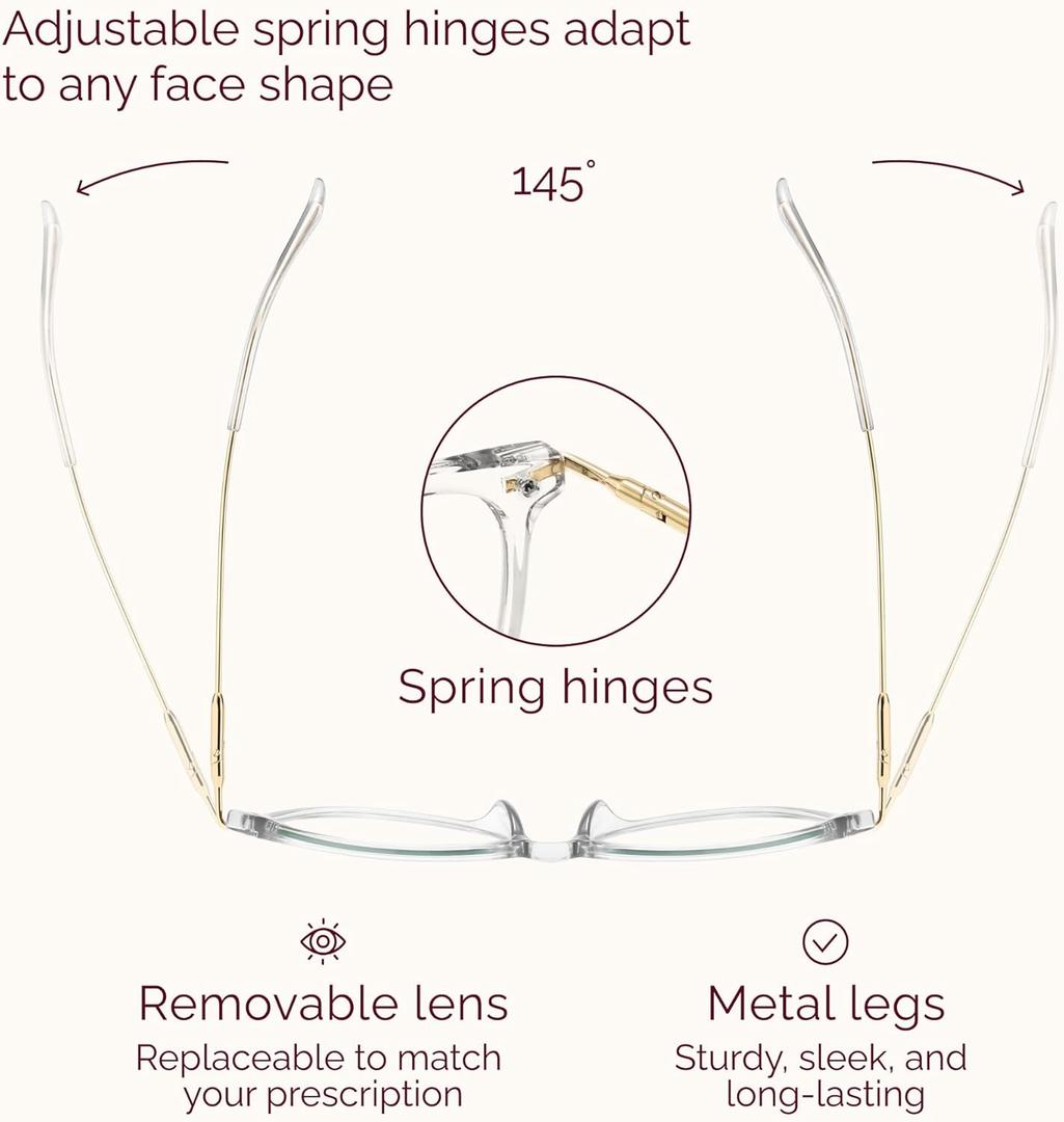 Gaoye Blue Light Blocking Glasses - Trending Round TR90 Frames, Metal Arms, UV400 Protection - Matching Soft Case (3-black+pink+transparent)