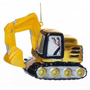 1pcs Blown Glass Excavator Christmas Ornament, Glass Excavator Ornaments for Christmas Tree Decoration