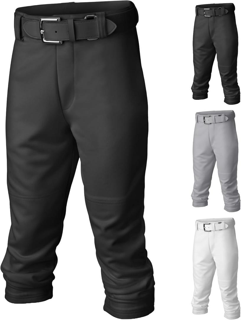 Easton Boy's PRO+ Baseball Pants | Youth Sizes | Full Length | Elastic Bottom | Multiple Colors (Large, Black)