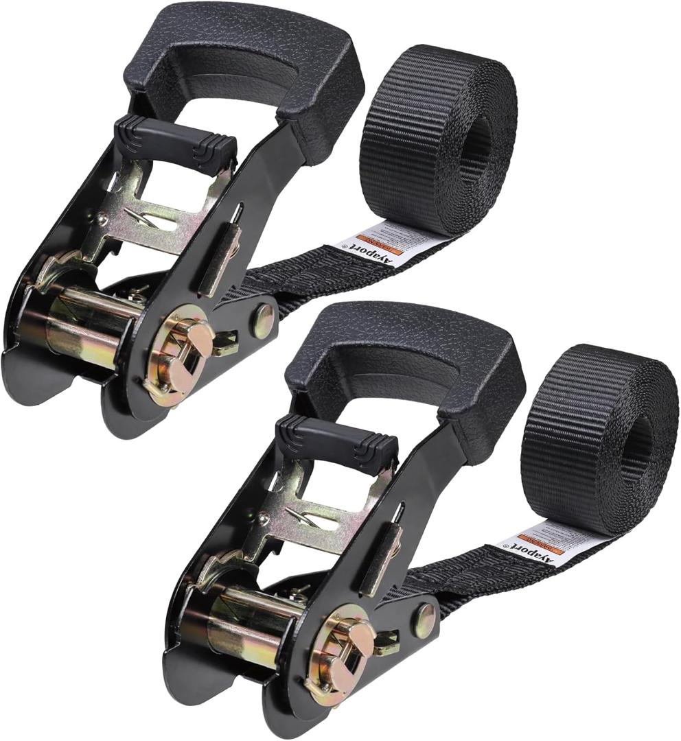 Ayaport Endless Ratchet Straps (No Hooks) 1" x 8' Heavy Duty Small Ratchet Tie Down Straps 1860lbs Break Strength Black Tie Downs for Cargo, Truck Bed, Motorcycle