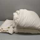 MUXHOMO 7 Pieces Queen Comforter Set, Soft Bed in a Bag Queen Size, All Season Bedding Set with Comforter, Flat Sheet, Fitted Sheet, Pillowcases & Shams, Ivory