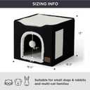 Bedsure Cat Beds for Indoor Cats - Large Cat Cave for Pet Cat House with Fluffy Ball Hanging and Scratch Pad, Foldable Cat Hideaway, 16.5x16.5x13 inches, Black