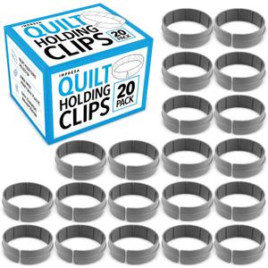 Impresa Sewing & Quilting Supplies Quilt Clips - 1 in Tall x 3 in Dia, 20-Pack, Gray Plastic - Machine Quilting Clips & Clamps - Large Plastic Quilt Rings & Frame Roll Clamps