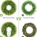 22 Inch Artificial Boxwood Wreaths for Front Door, Summer Door Wreath with Sash, Spring Green Wreath Weatherproof for Wall Window Porch Farmhouse Wedding Decor All Year Round Indoor Outdoor