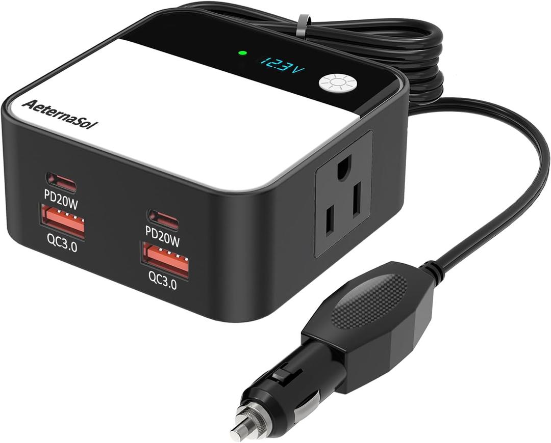 200W Car Plug in Charger Outlet DC 12V to AC 110V car Adapter for Plug Outlet, Portable Car Power inverters with Fast Charging Port for Vehicles, Car Outlet Adapter for Road Trip, Camping