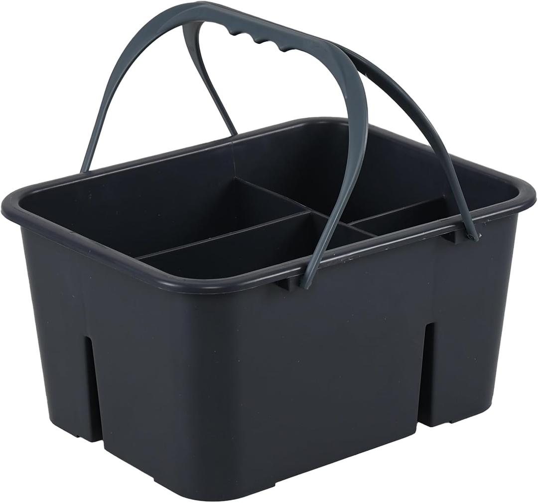 Plastic Utility Caddy with Handle, Shower Caddy Tote 4 Slots Divided Basket Bin, Portable Cleaning Caddy, F