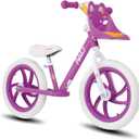 JOYSTAR 14" Balance Bike 3-6Y, Footrest & Doll Seat Adjustable Seat Purple