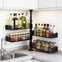 MIXOO Spice Rack Organizer Tension Pole, 4-Tier Adjustable Spice Organizer | 16.5-23.6 Inch, Seasoning Organizer for Countertop, Space-Saving Spice Storage Corner Shelf for Kitchen, Coffee Area,No Drill