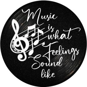 Blulu Music is What Feelings Sound Like Wooden Vinyl Records Album Wall Decor Round Record Artwork Decoration Modern Hanging Art Decor for Party Home Artist Studio