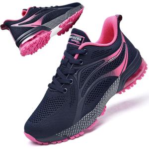 Women's Running Shoes Non Slip Tennis Walking Shoe Women Mesh Cushion Sneakers for Gym Workout Sports (9, Rose)