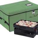 Christmas Ornament Storage Box - Premium Ornament Storage Box with 4 Adjustable Dividers - Stores up to 72 Ornaments Balls - 3 Individual Trays - Durable 600D Oxford