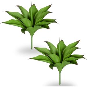 Artificial Agave Plants, UV Resistant Fake Agave Planters for Indoor and Outdoor Decorating Artificial Plants for Outdoors Fake Plants (2Pack, 12.6") Green