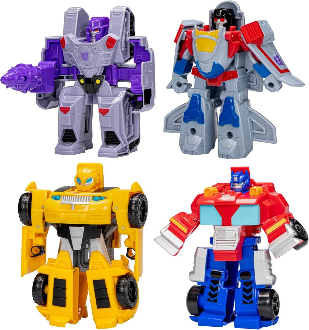 Transformers Toys Heroes vs Villains 4-Pack, Autobot and Decepticon 4.5-Inch Action Figures, Preschool Robot Toys for Kids Ages 3 and Up 